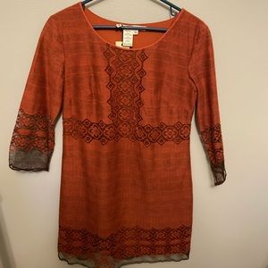 Burnt orange shift dress with tags